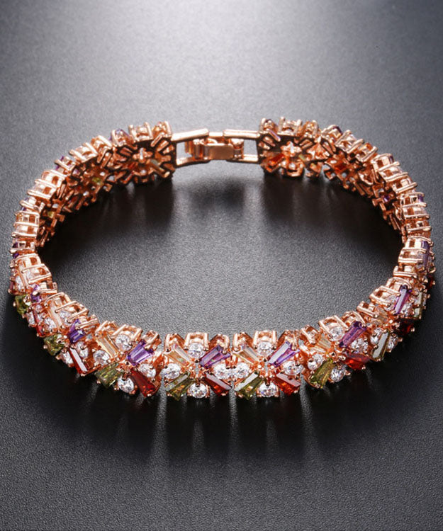 Art Multicolour Crystal Four Leaf Clover Zircon Bangle