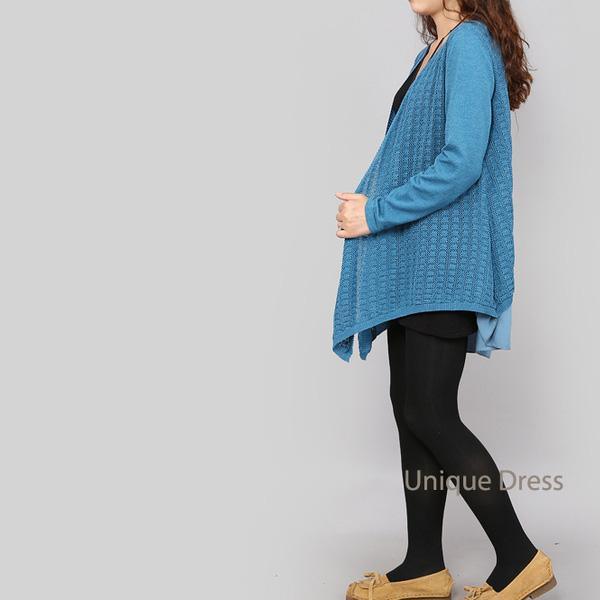 Blue women outwear knit sweater coat - Omychic