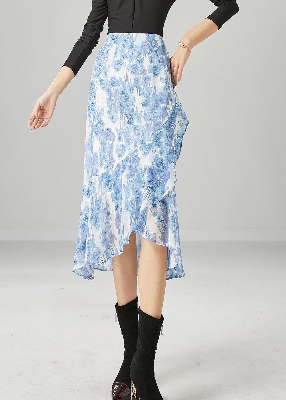 Light blue hotsell chiffon skirt