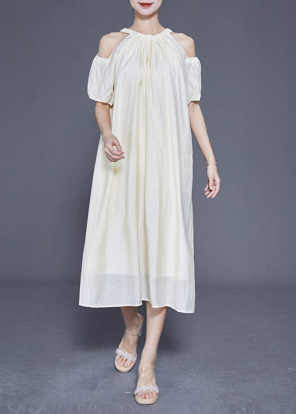 Cold shoulder linen on sale dress