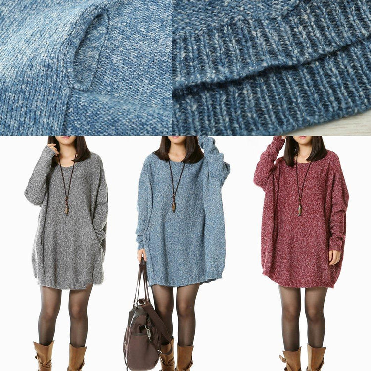 Burgundy slouchy women sweater dresses - Omychic