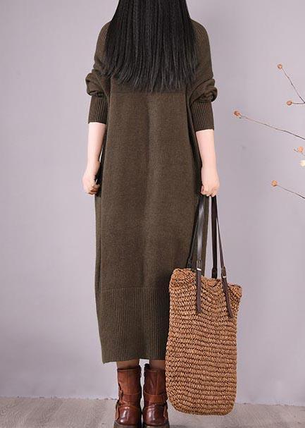 Chic Chocolate Dresses Zippered Pockets Maxi Spring Dress - Omychic