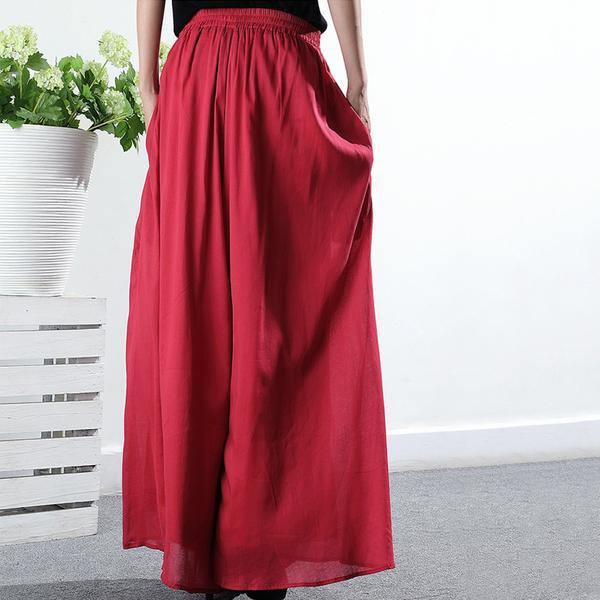 Classy cotton linen Indian Summer red Loose Straight Pants - Omychic