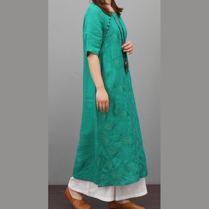 Classy side open linen dresses Fashion Ideas green Dress summer - Omychic