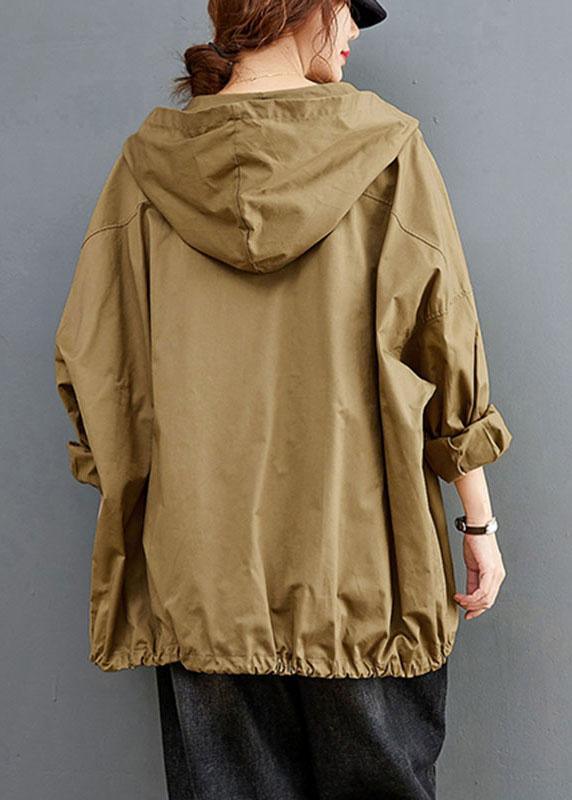 DIY Khaki Button Pockets Loose Fall Long sleeve Coat - Omychic