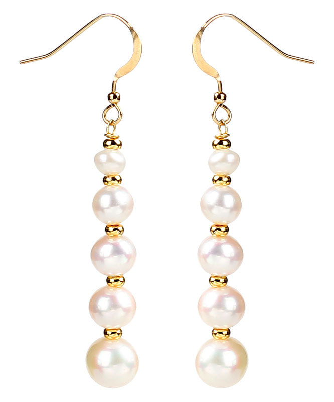 Fashion White 14K Gold Pearl Mother Shellfish Drop Earrings