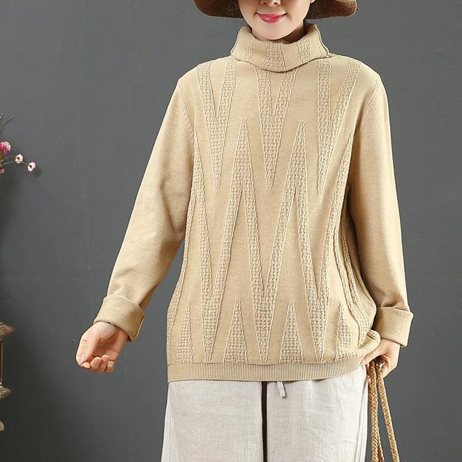 Fashion khaki clothes wild fall fashion high neck sweaters - Omychic