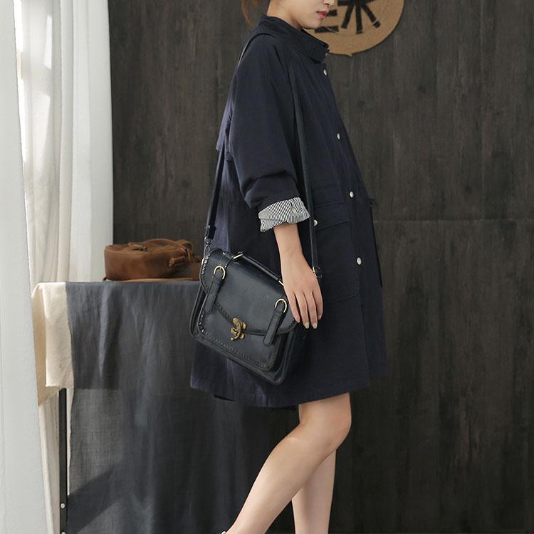 Fine navy Coats casual coat fall coat big pockets - Omychic