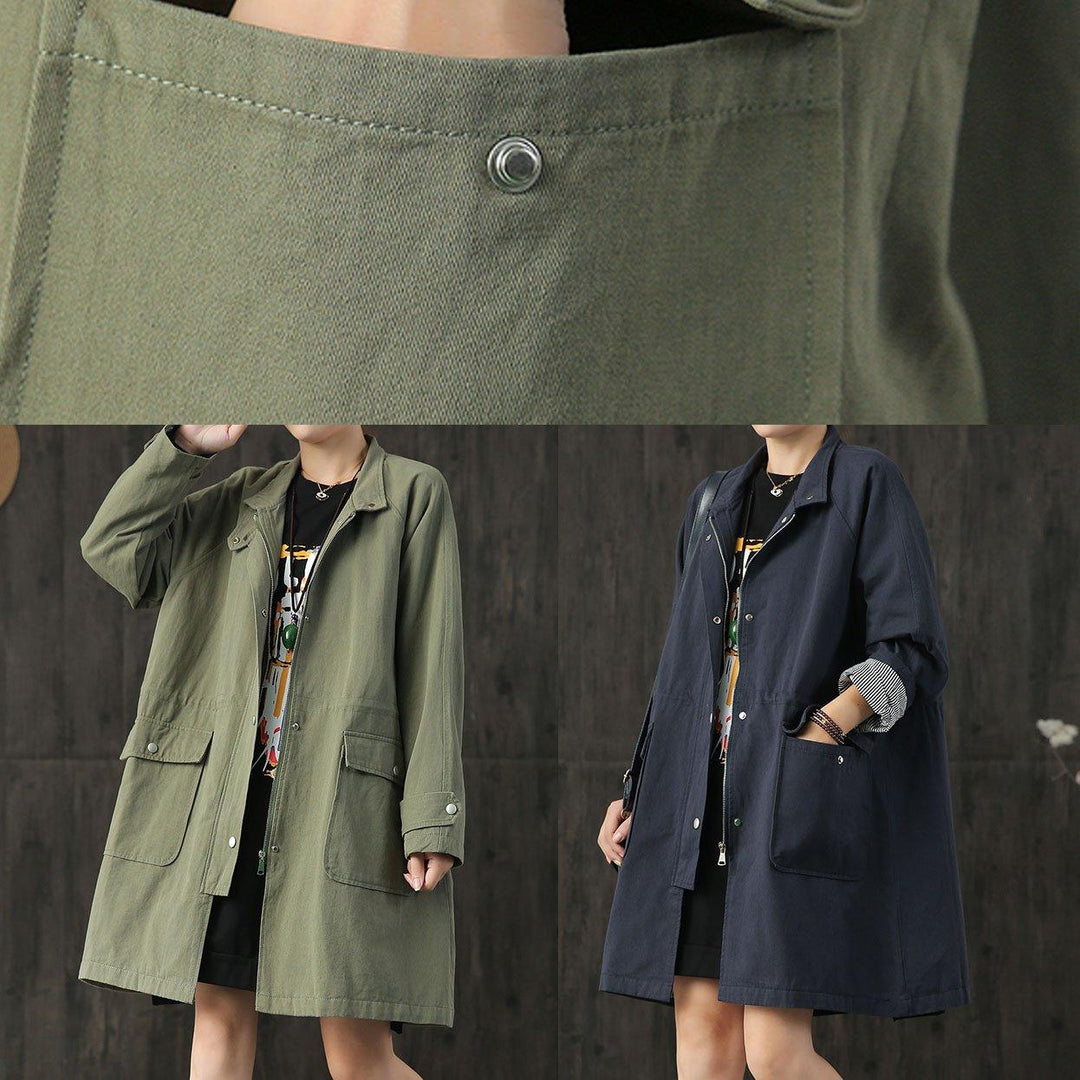 Fine navy Coats casual coat fall coat big pockets - Omychic