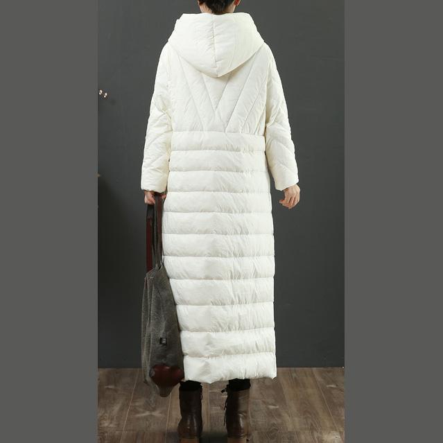 Fine white coats trendy plus size winter jacket embroidery hooded winter outwear - Omychic