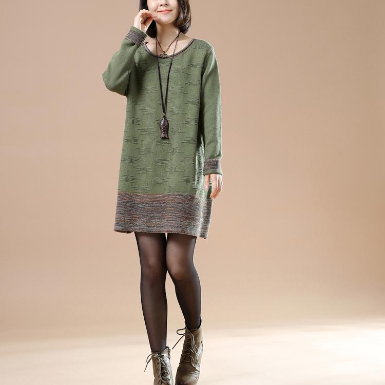 Green jacquard women knit sweaters plus size - Omychic