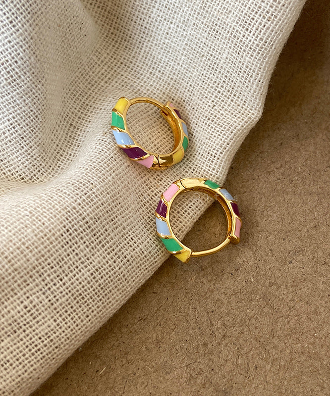 Handmade Copper Overgild Drop Glaze Hoop Earrings