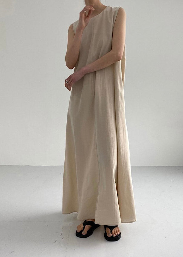 Khaki Cozy Loose Long Dress Sleeveless