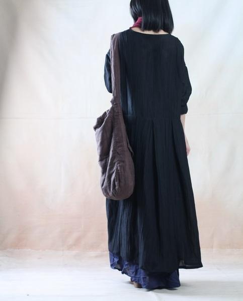 Layered linen maxi dress black linen causal dress spring long caftan gown - Omychic