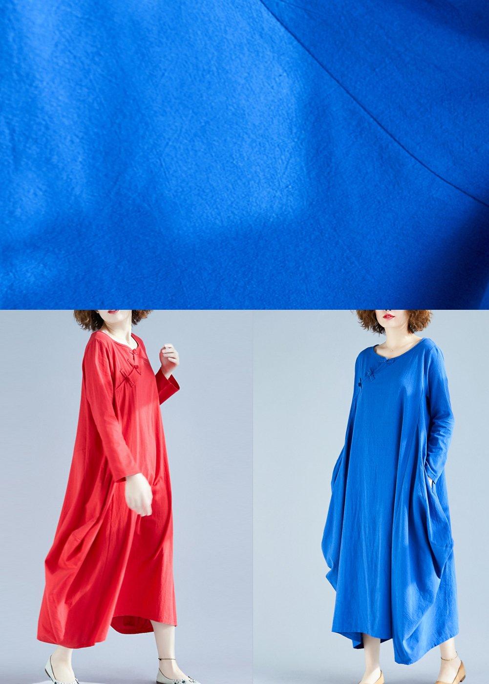 Loose O Neck Asymmetric Spring Wardrobes Fabrics Blue A Line Dress - Omychic