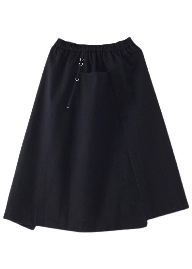 Modern Black Cinched Pockets Asymmetrical design Skirt - Omychic