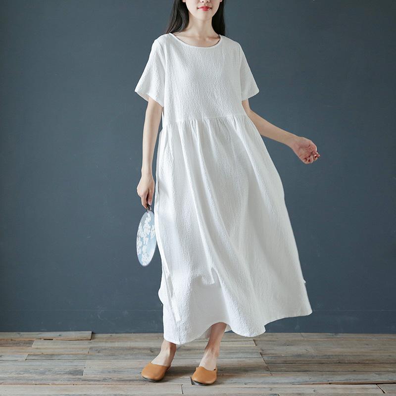 Modern Tie Waist Linen Dresses Pattern White Dresses Summer ( Limited ...