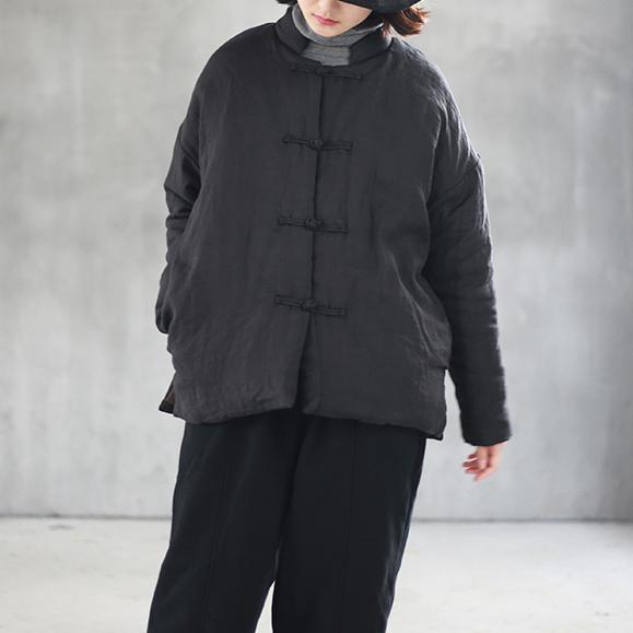 New black cotton parkas warm winter jacket oversized stand collar coat ...