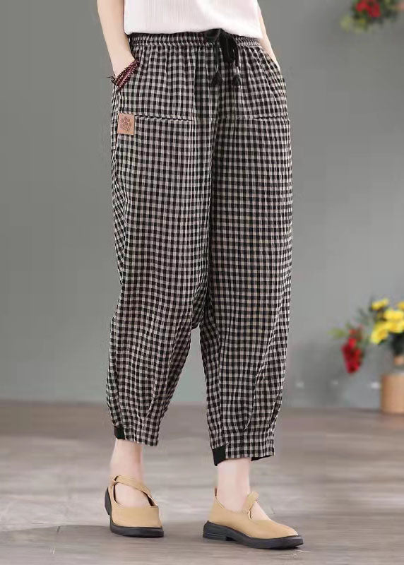 Loose Winter Plaid Thick Elastic Waist Pants