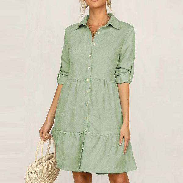 Shirt Dress Long Sleeve Women Clothing Spring Winter Dress Button Turn-down Collar Ladies A-line Mini Party Dress - Omychic