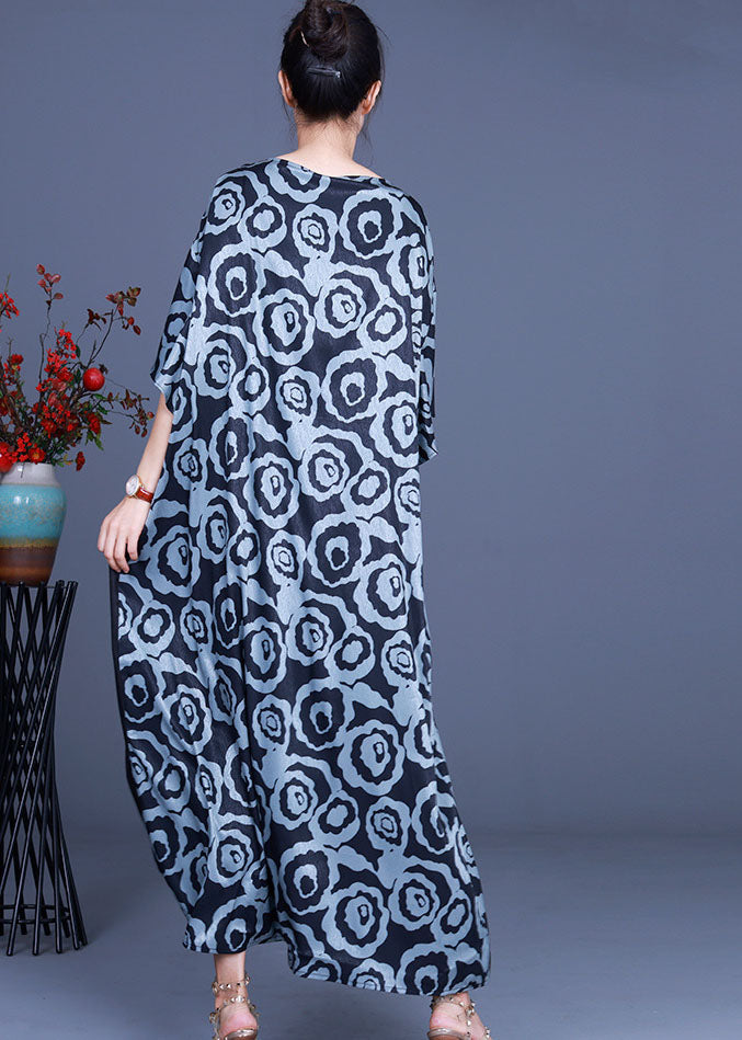 Stylish Black Asymmetrical Patchwork Print Holiday Dress Spring