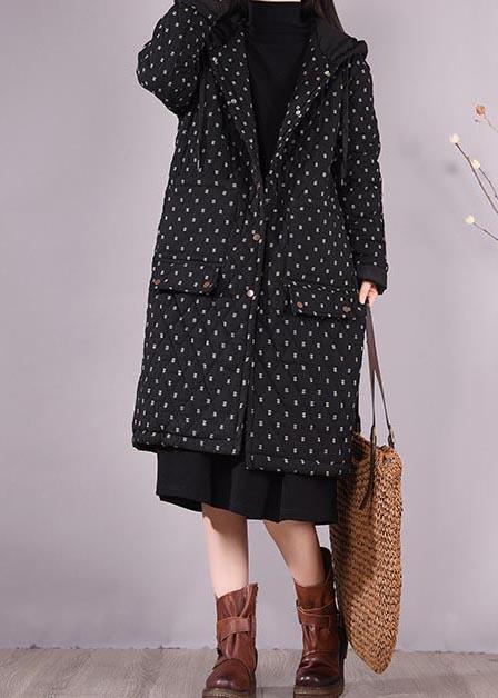 Top Quality Loose Fitting Coats Black Hooded Pockets Casual Outfit - Omychic