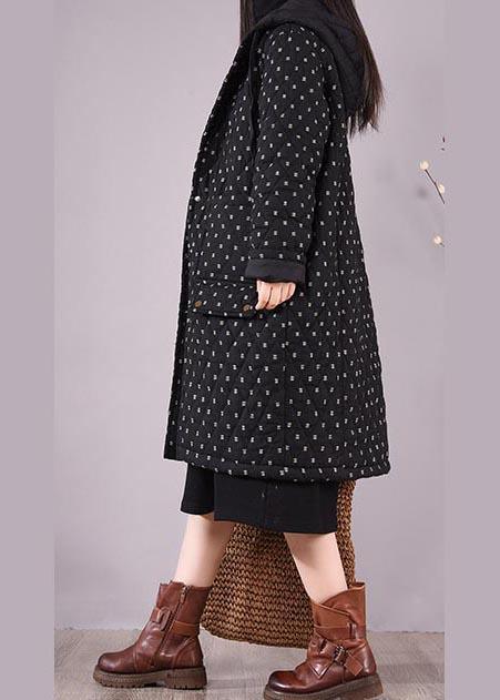 Top Quality Loose Fitting Coats Black Hooded Pockets Casual Outfit - Omychic