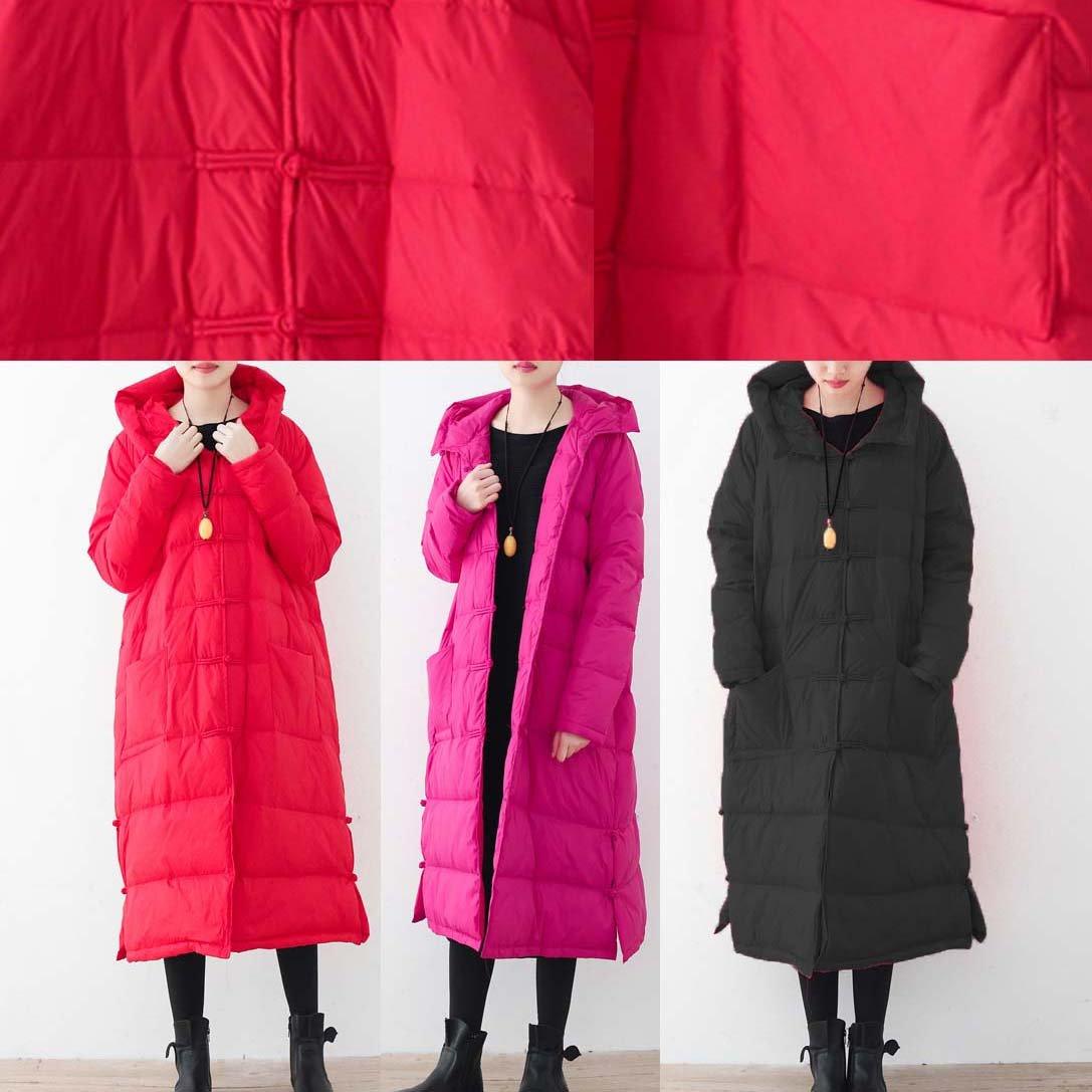 Warm black winter parka trendy plus size quilted coat Fine Chinese Button cardigans hooded - Omychic