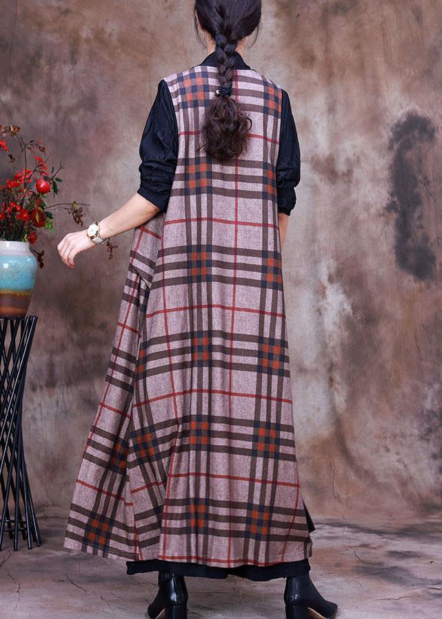 Women PeterPan Collar Plaid asymmetrical design Fall Sleeveless Knit Vest - Omychic