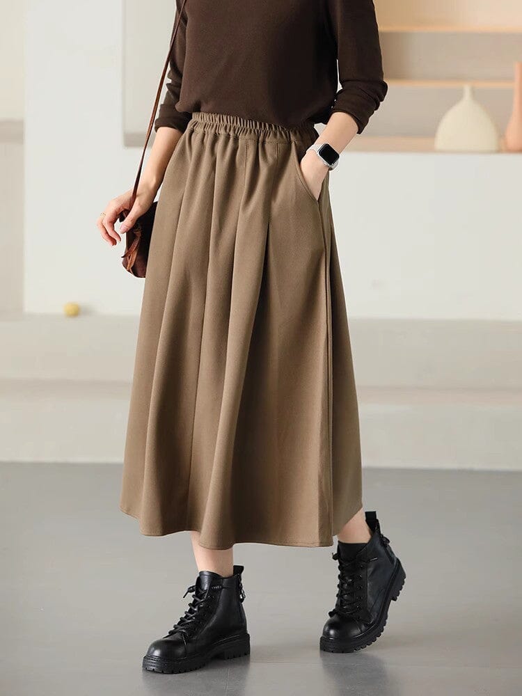 Autumn Casual Solid Minimalist Cotton Skirt