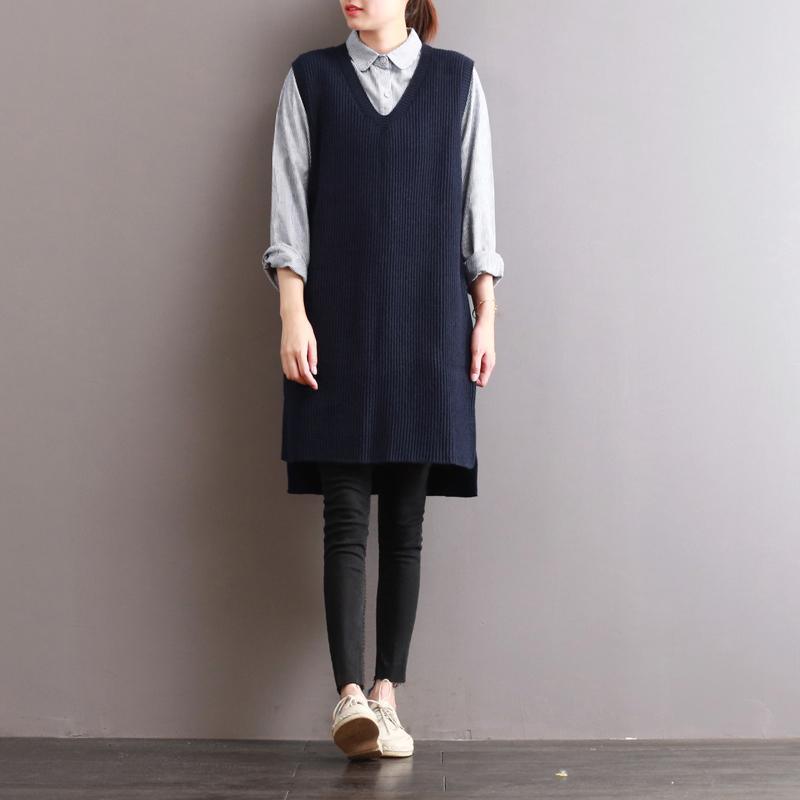 autumn new cotton sweater pullover oversize fashion knit sleeveless tops - Omychic