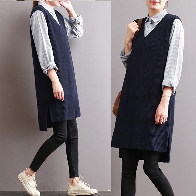 autumn new cotton sweater pullover oversize fashion knit sleeveless tops - Omychic