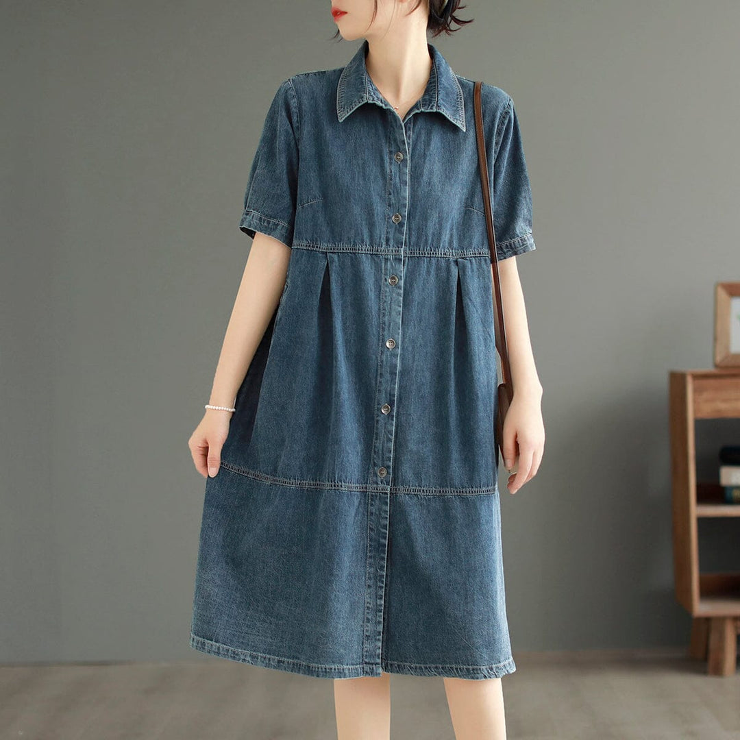 Women Casual Minimalist Cotton Denim Dress