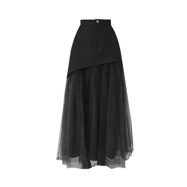 Fashion New Mesh Patchwork Skirt Solid Color Street Trendy Skirt