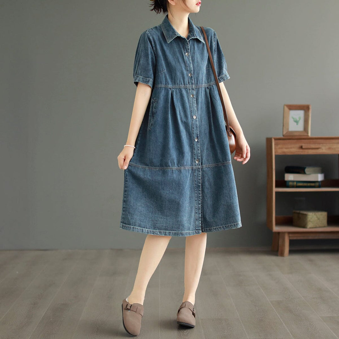 Women Casual Minimalist Cotton Denim Dress