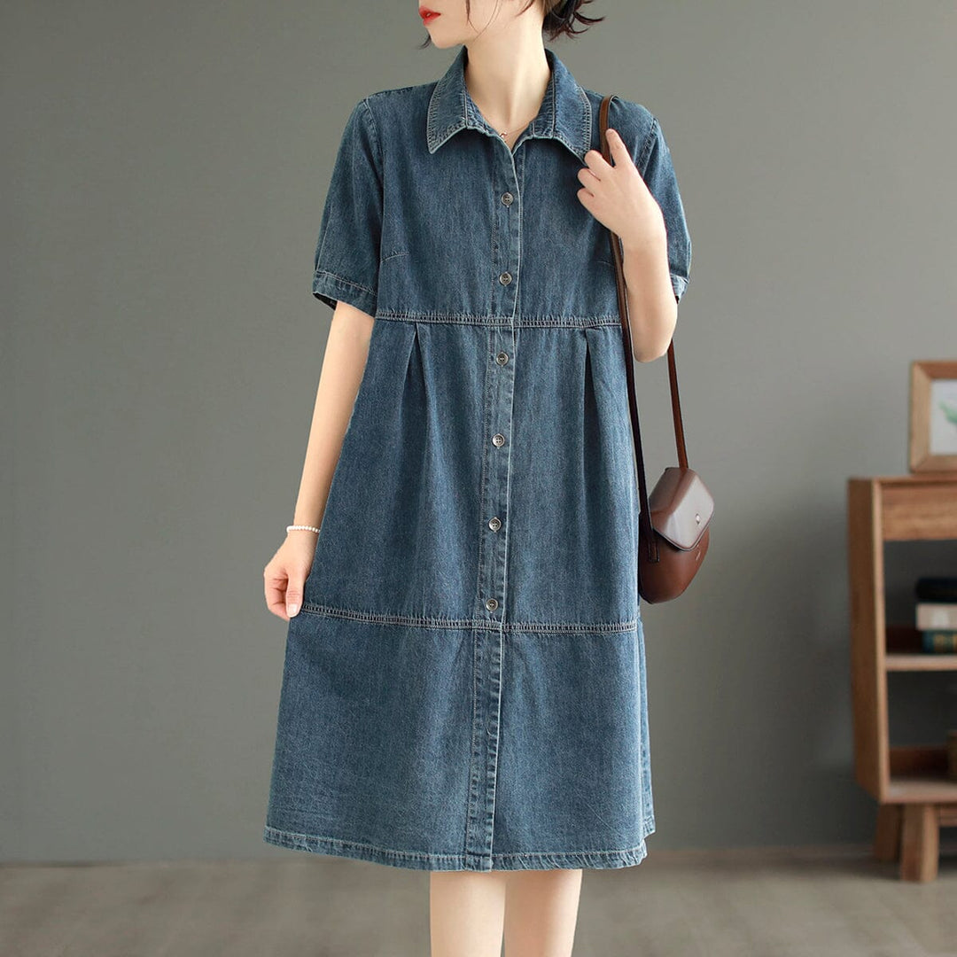 Women Casual Minimalist Cotton Denim Dress