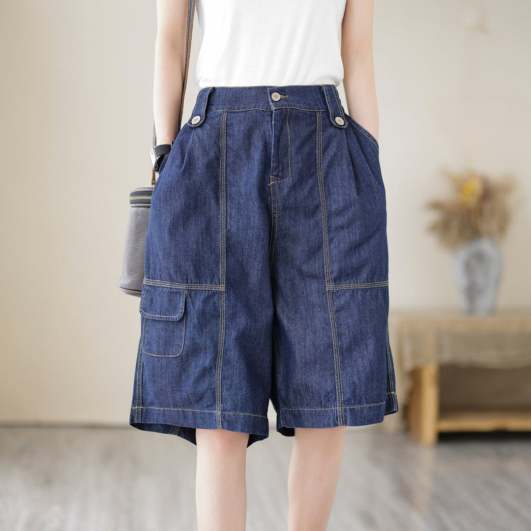 Summer Loose Casual Patchwork Denim Shorts